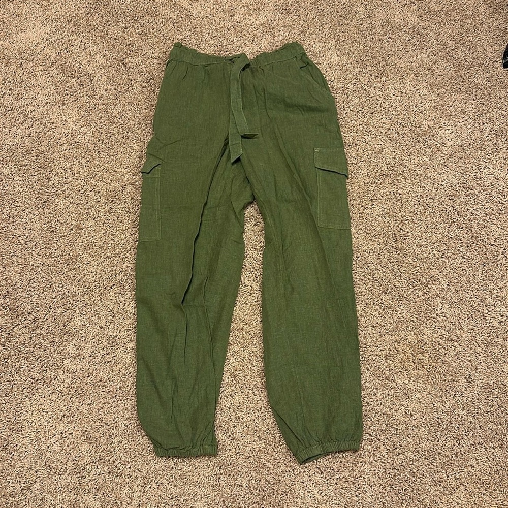 Olive Green Cargo Jogger Pants